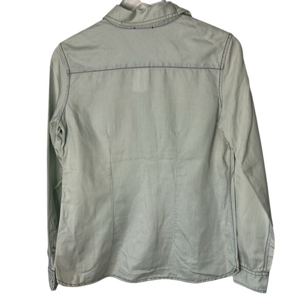 AG Adriano Goldschmied Sample Women’s Small Blue Cotton Tencel Linen Button Down - Picture 2 of 8